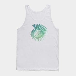 Nautilus Shell Design in Blue and Green Paint Strokes Pattern Tank Top